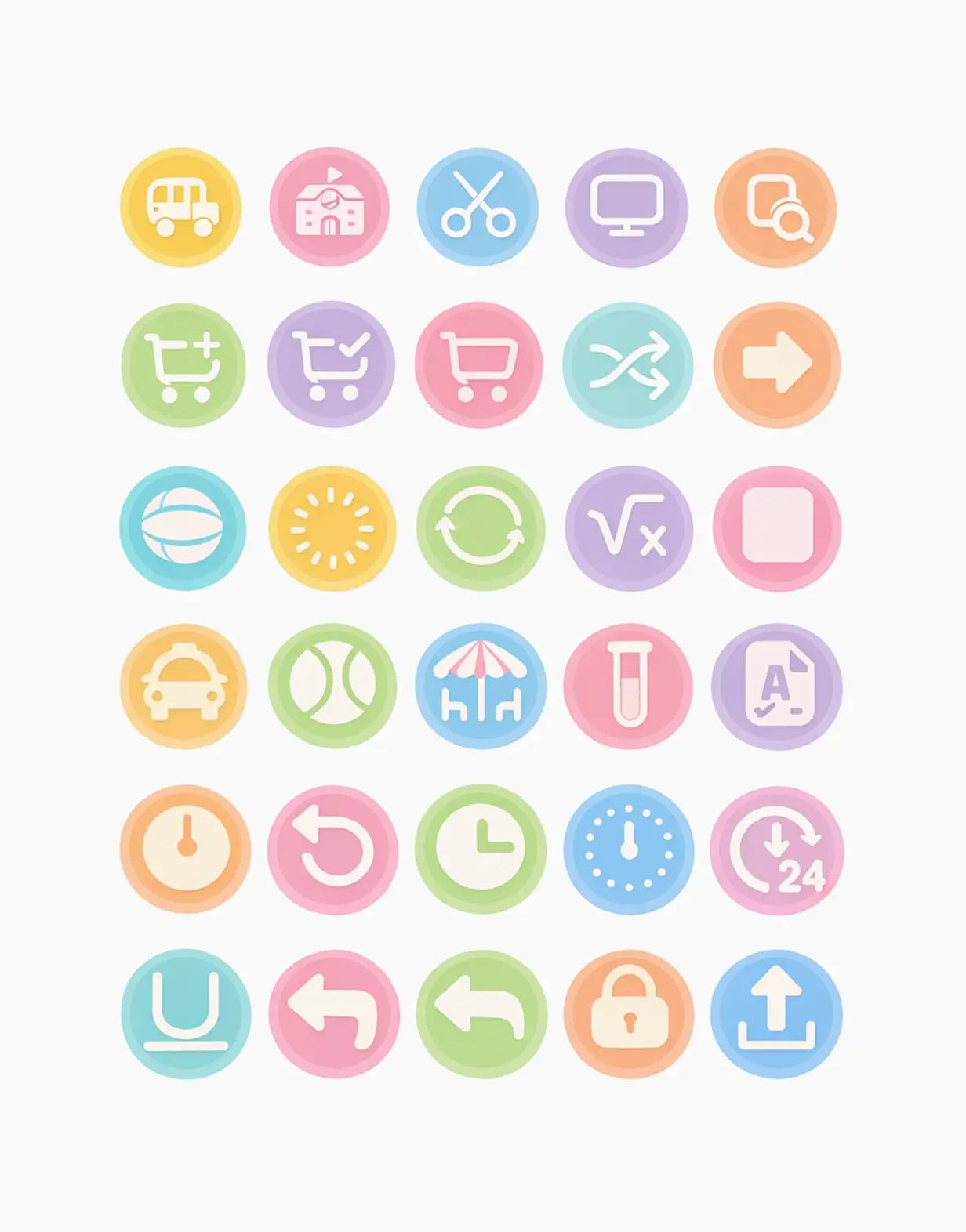Soft Pastel Icons Set
